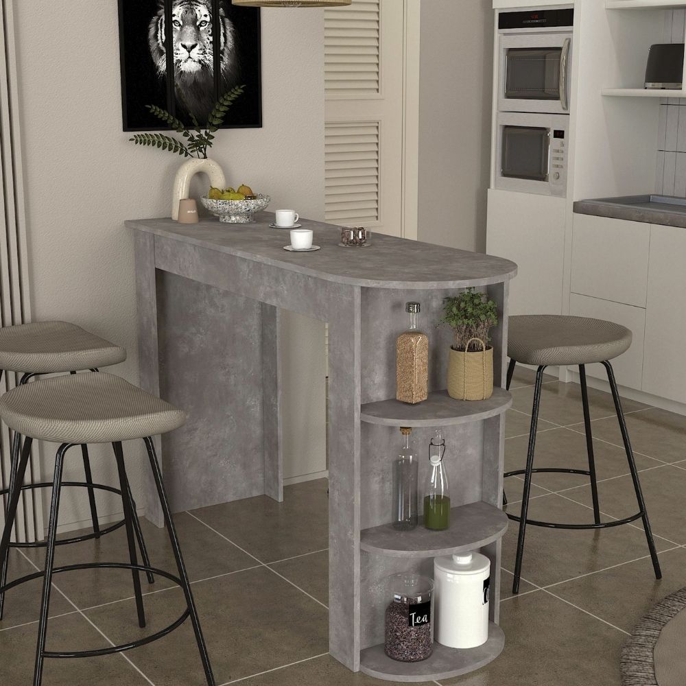 Τραπέζι μπαρ Vigne  χρώμα γκρι σκυροδέματος 150x51,6x101,8εκ.