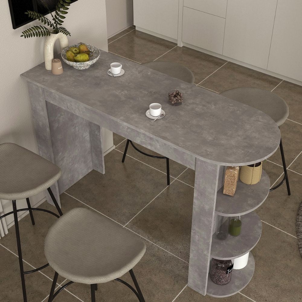 Τραπέζι μπαρ Vigne  χρώμα γκρι σκυροδέματος 150x51,6x101,8εκ.