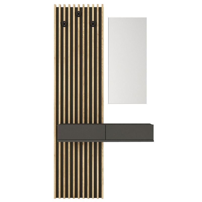 Έπιπλο εισόδου Elois  χρώμα ανθρακί - sepet oak 96,6x26,8x195,5εκ.