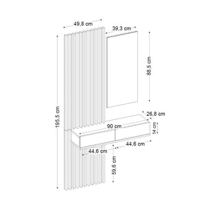 Έπιπλο εισόδου Elois  χρώμα ανθρακί - sepet oak 96,6x26,8x195,5εκ.