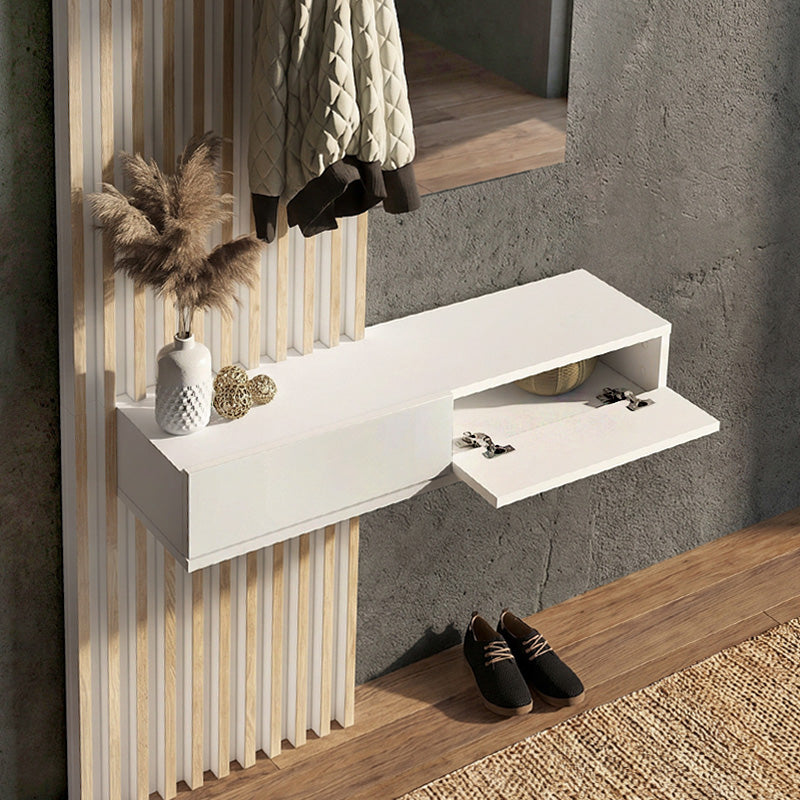 Έπιπλο εισόδου Elois  χρώμα λευκό - sepet oak 96,6x26,8x195,5εκ.