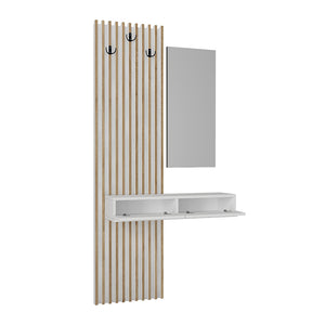 Έπιπλο εισόδου Elois  χρώμα λευκό - sepet oak 96,6x26,8x195,5εκ.