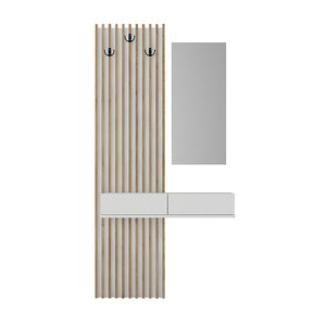 Έπιπλο εισόδου Elois  χρώμα λευκό - sepet oak 96,6x26,8x195,5εκ.