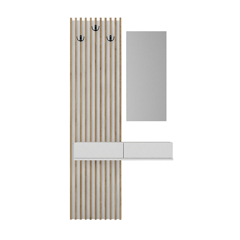 Έπιπλο εισόδου Elois  χρώμα λευκό - sepet oak 96,6x26,8x195,5εκ.