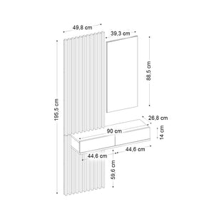Έπιπλο εισόδου Elois  χρώμα λευκό - sepet oak 96,6x26,8x195,5εκ.
