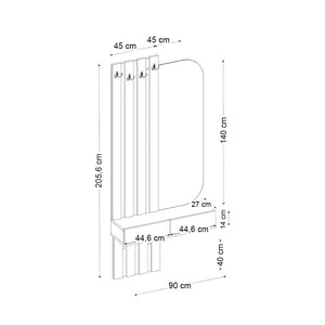 Έπιπλο εισόδου Reyas  χρώμα ανθρακί - sepet oak 90x27x205,6εκ.
