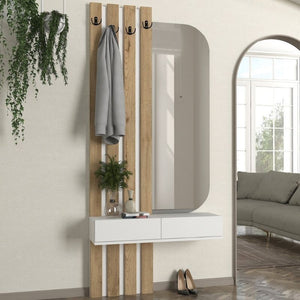 Έπιπλο εισόδου Reyas  χρώμα λευκό - sepet oak 90x27x205,6εκ. - Pakobazaar