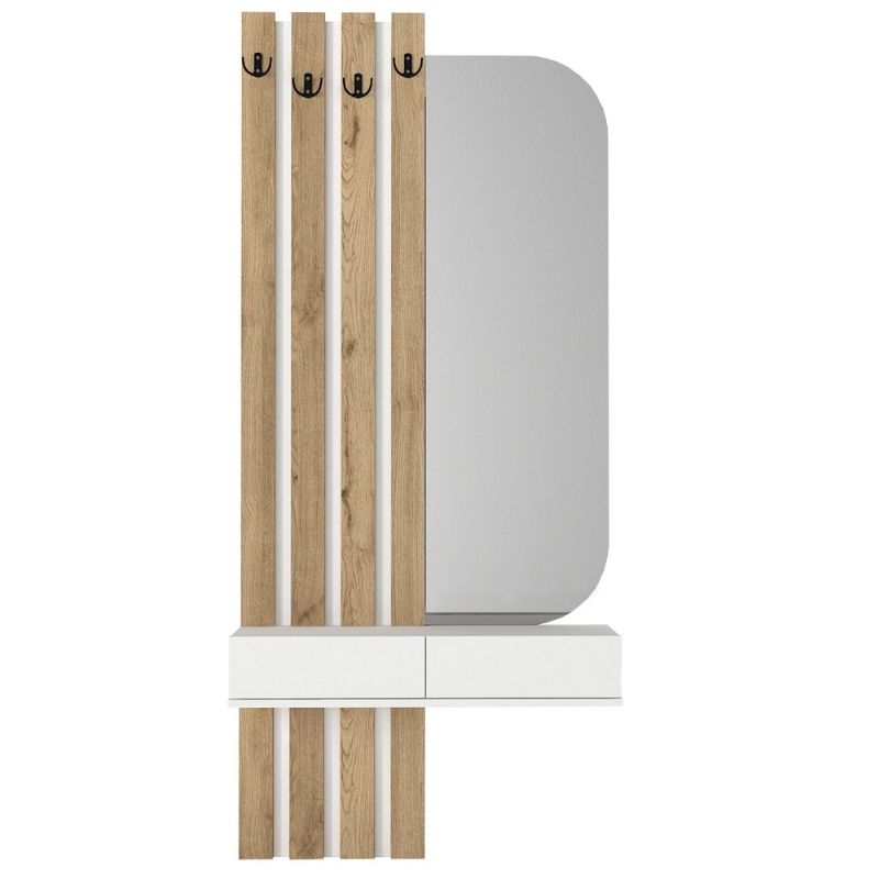 Έπιπλο εισόδου Reyas  χρώμα λευκό - sepet oak 90x27x205,6εκ. - Pakobazaar