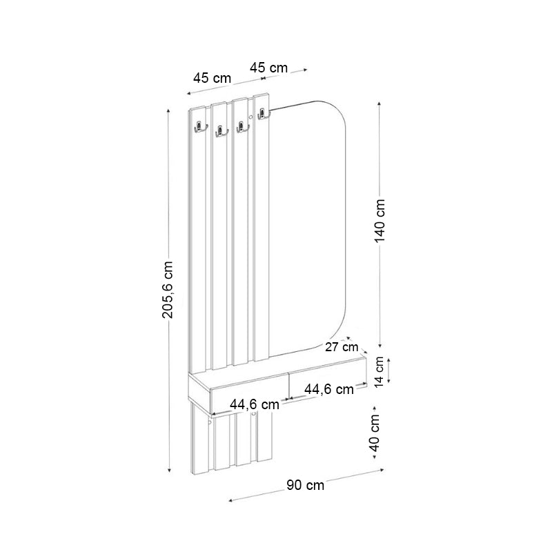 Έπιπλο εισόδου Reyas  χρώμα λευκό - sepet oak 90x27x205,6εκ. - Pakobazaar