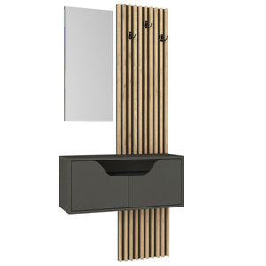 Έπιπλο εισόδου Naro  χρώμα ανθρακί - sepet oak 90x35x204,2εκ.