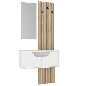 Έπιπλο εισόδου Naro  χρώμα λευκό - sepet oak 90x35x204,2εκ.
