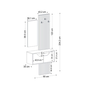 Έπιπλο εισόδου Naro  χρώμα λευκό - sepet oak 90x35x204,2εκ.