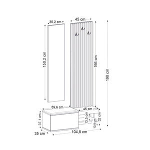 Έπιπλο εισόδου Dumont  χρώμα ανθρακί - sepet oak 104,8x35x198εκ.