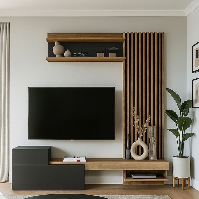 Σύνθεση τηλεόρασης Dumont  χρώμα ανθρακί - sepet oak 180x36,8x200εκ. - Pakobazaar