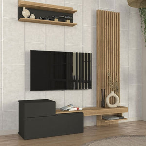 Σύνθεση τηλεόρασης Dumont  χρώμα ανθρακί - sepet oak 180x36,8x200εκ. - Pakobazaar