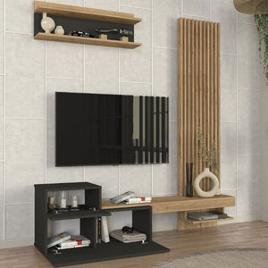 Σύνθεση τηλεόρασης Dumont  χρώμα ανθρακί - sepet oak 180x36,8x200εκ. - Pakobazaar