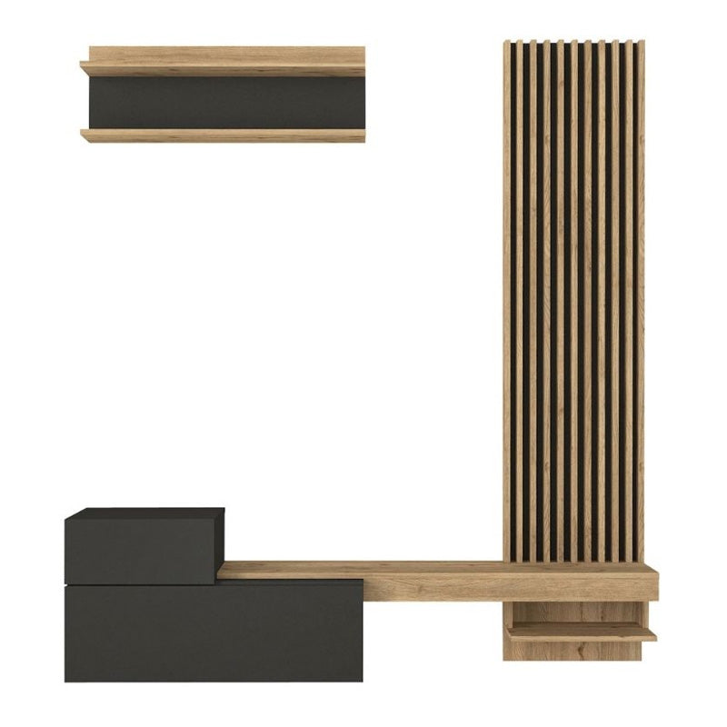 Σύνθεση τηλεόρασης Dumont  χρώμα ανθρακί - sepet oak 180x36,8x200εκ. - Pakobazaar