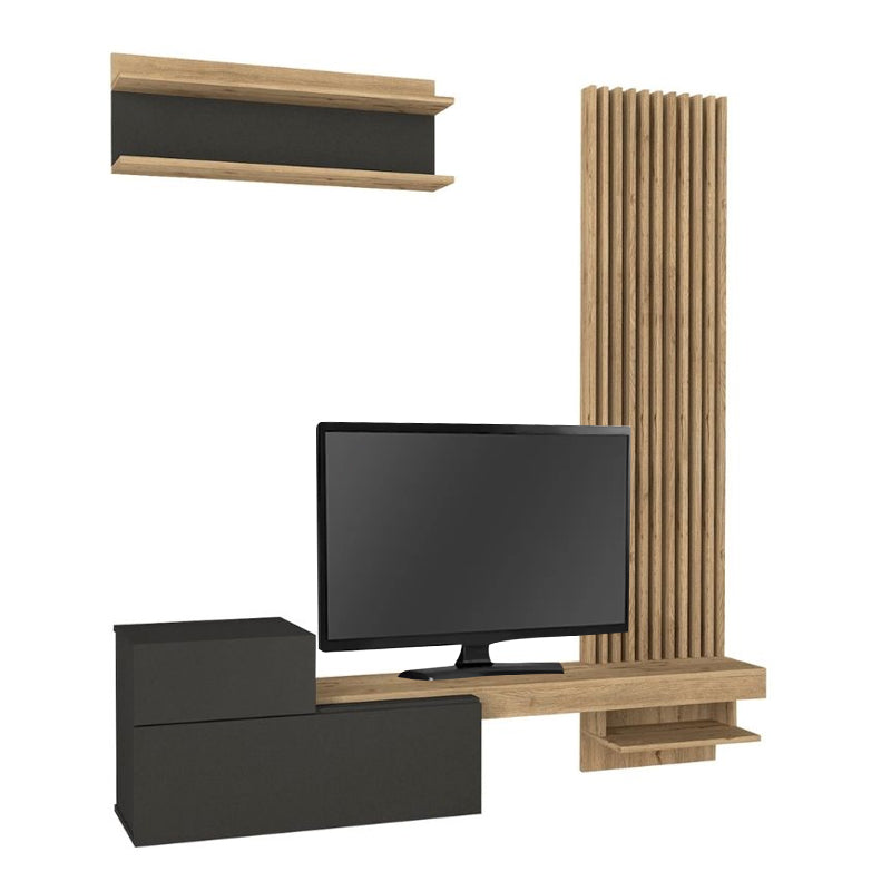 Σύνθεση τηλεόρασης Dumont  χρώμα ανθρακί - sepet oak 180x36,8x200εκ. - Pakobazaar