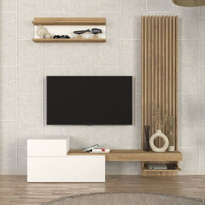 Σύνθεση τηλεόρασης Dumont  χρώμα λευκό - sepet oak 180x36,8x200εκ. - Pakobazaar
