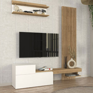 Σύνθεση τηλεόρασης Dumont  χρώμα λευκό - sepet oak 180x36,8x200εκ. - Pakobazaar