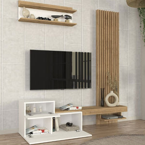 Σύνθεση τηλεόρασης Dumont  χρώμα λευκό - sepet oak 180x36,8x200εκ. - Pakobazaar
