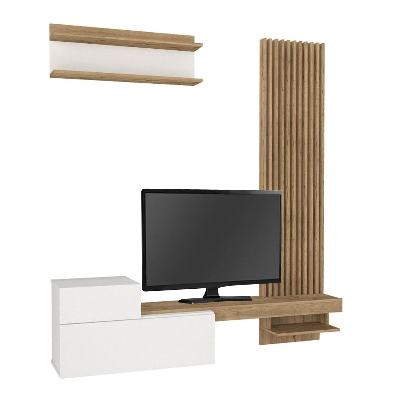 Σύνθεση τηλεόρασης Dumont  χρώμα λευκό - sepet oak 180x36,8x200εκ. - Pakobazaar