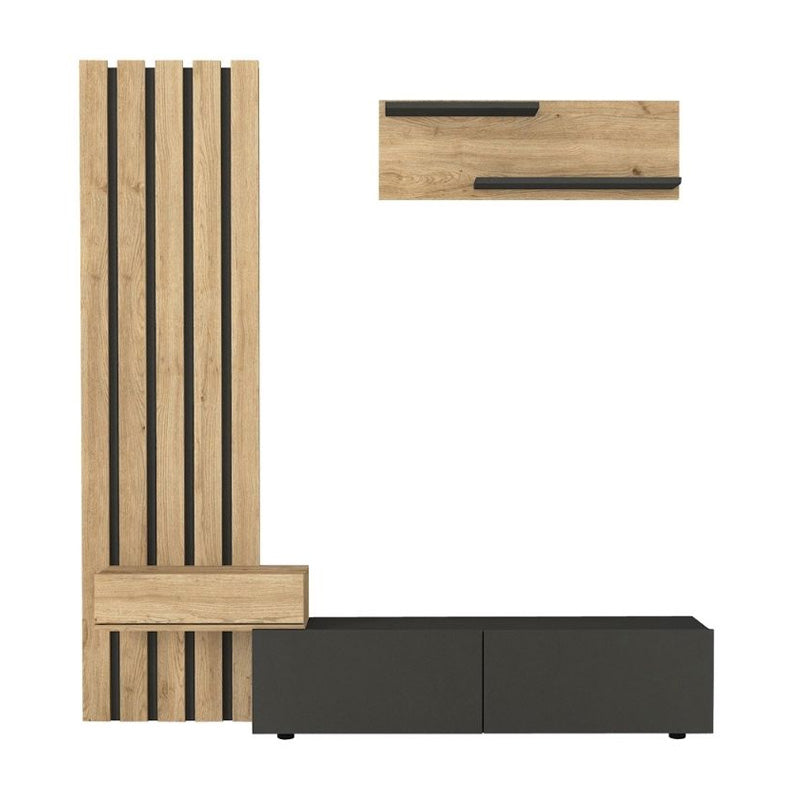 Σύνθεση τηλεόρασης Rosaline  χρώμα ανθρακί - sepet oak 183x31,3x196,9εκ.
