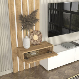 Σύνθεση τηλεόρασης Rosaline  χρώμα λευκό - sepet oak 183x31,3x196,9εκ.