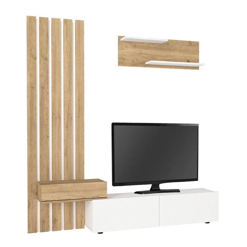 Σύνθεση τηλεόρασης Rosaline  χρώμα λευκό - sepet oak 183x31,3x196,9εκ.