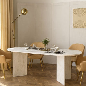Τραπέζι Cortado  χρώμα λευκό εφέ μαρμάρου 200x90x74εκ.