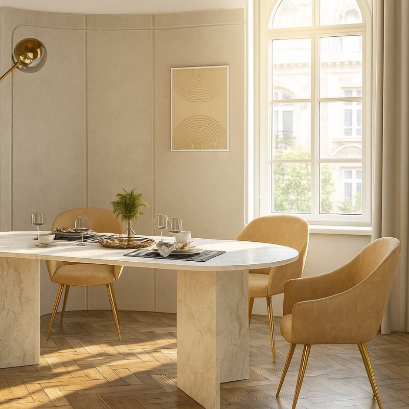 Τραπέζι Cortado  χρώμα λευκό εφέ μαρμάρου 200x90x74εκ.