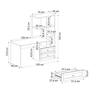 Γραφείο εργασίας Mantra  χρώμα λευκό 155x60x152εκ.