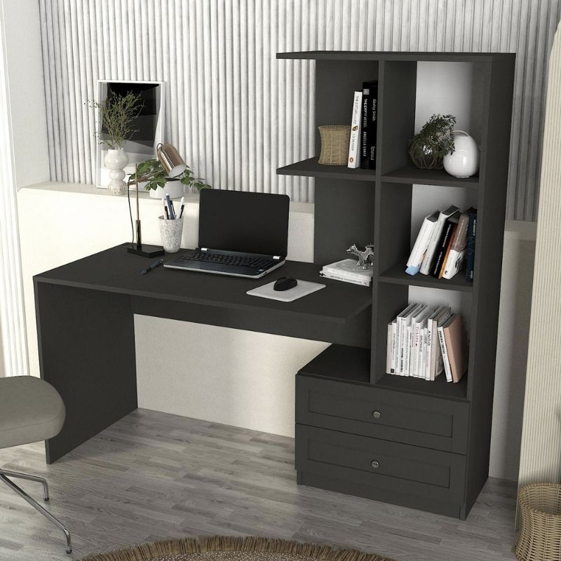 Γραφείο εργασίας Mantra  χρώμα ανθρακί 150x60x152εκ.