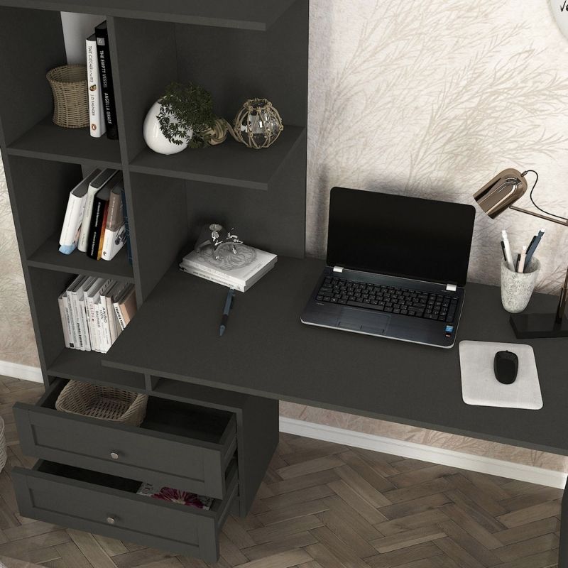 Γραφείο εργασίας Mantra  χρώμα ανθρακί 150x60x152εκ.