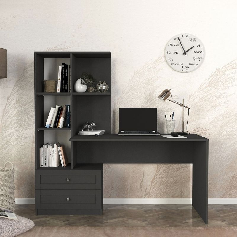 Γραφείο εργασίας Mantra  χρώμα ανθρακί 150x60x152εκ.