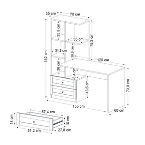 Γραφείο εργασίας Mantra  χρώμα ανθρακί 155x60x152εκ.