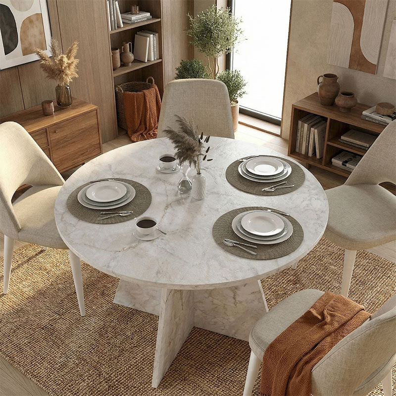 Τραπέζι Tailor  χρώμα λευκό εφέ μαρμάρου Ø100x75,7εκ. - Pakobazaar