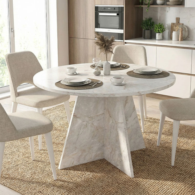 Τραπέζι Tailor  χρώμα λευκό εφέ μαρμάρου Ø120x75,7εκ. - Pakobazaar