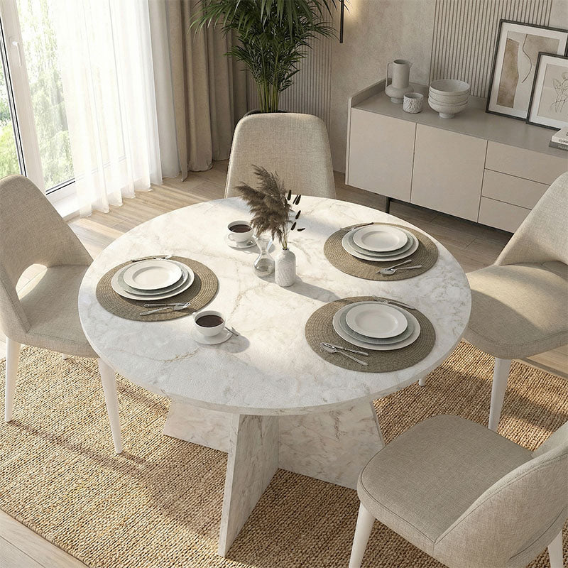 Τραπέζι Tailor  χρώμα λευκό εφέ μαρμάρου Ø120x75,7εκ. - Pakobazaar