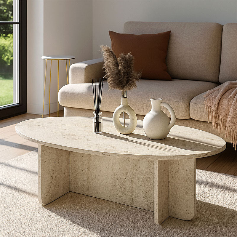 Τραπεζάκι σαλονιού Ravey  χρώμα travertine 120x60x39,6εκ. - Pakobazaar