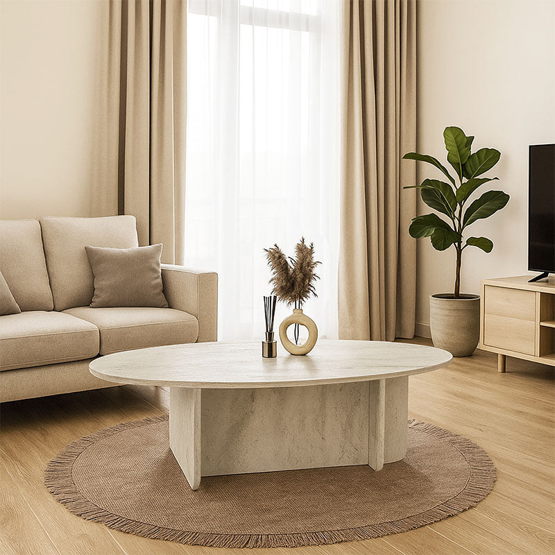 Τραπεζάκι σαλονιού Ravey  χρώμα travertine 120x60x39,6εκ. - Pakobazaar