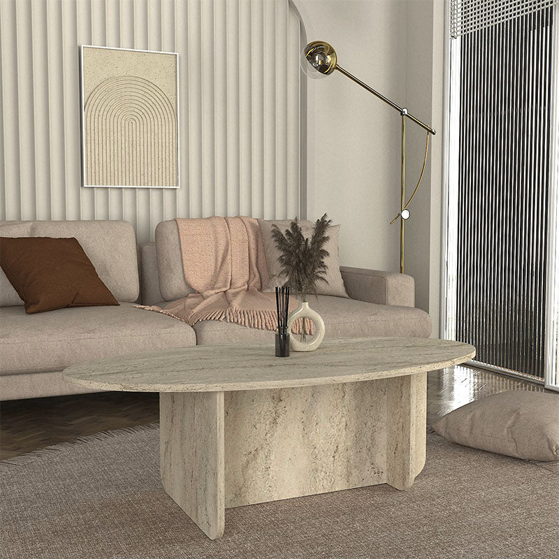 Τραπεζάκι σαλονιού Ravey  χρώμα travertine 120x60x39,6εκ. - Pakobazaar