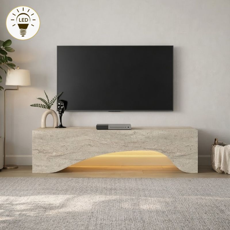 Έπιπλο τηλεόρασης Mara  με LED χρώμα travertine 150x31,4x40εκ. - Pakobazaar