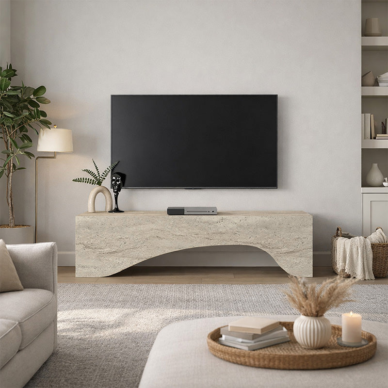 Έπιπλο τηλεόρασης Mara  με LED χρώμα travertine 150x31,4x40εκ. - Pakobazaar
