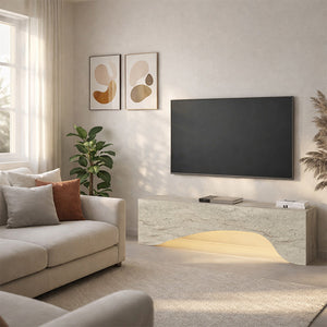Έπιπλο τηλεόρασης Mara  με LED χρώμα travertine 150x31,4x40εκ. - Pakobazaar