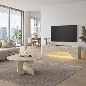 Έπιπλο τηλεόρασης Mara  με LED χρώμα travertine 150x31,4x40εκ. - Pakobazaar
