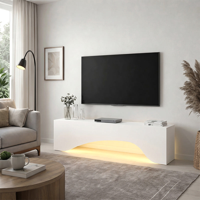 Έπιπλο τηλεόρασης Mara  με LED χρώμα λευκό 150x31,4x40εκ. - Pakobazaar
