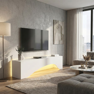 Έπιπλο τηλεόρασης Mara  με LED χρώμα λευκό 150x31,4x40εκ. - Pakobazaar