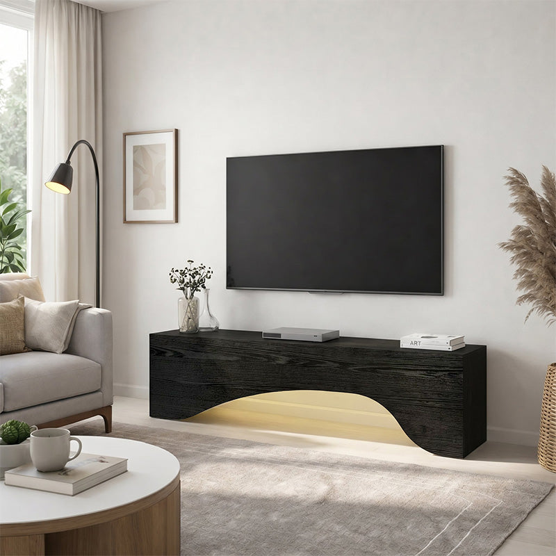 Έπιπλο τηλεόρασης Mara  με LED χρώμα sencron black 150x31,4x40εκ. - Pakobazaar