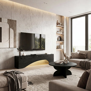 Έπιπλο τηλεόρασης Mara  με LED χρώμα sencron black 150x31,4x40εκ. - Pakobazaar